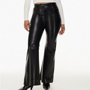 Wilfred black Leather flared wideleg black party bootcut festival pants sz 2(26)